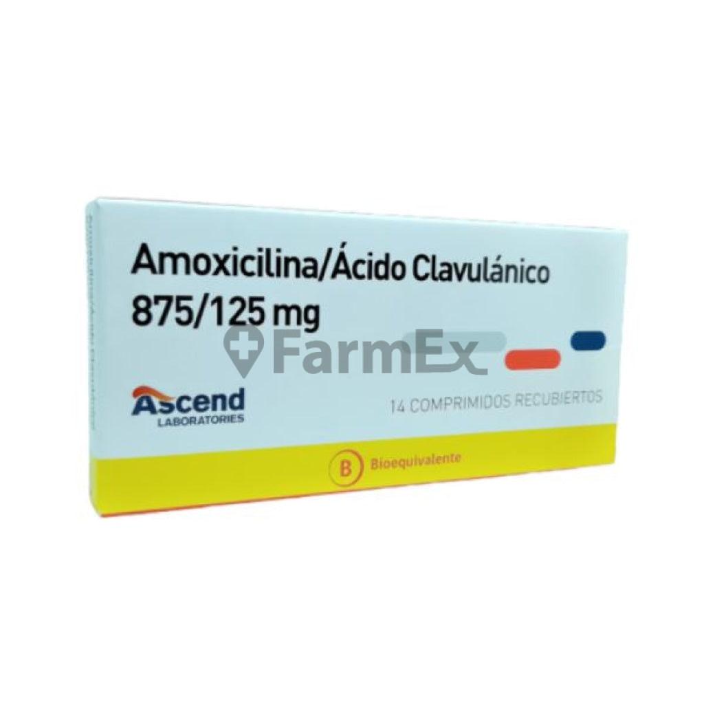Amoxicilina + Acido Clavulánico 875 / 125 mg x 14 comprimidos Recubiertos ASCEND